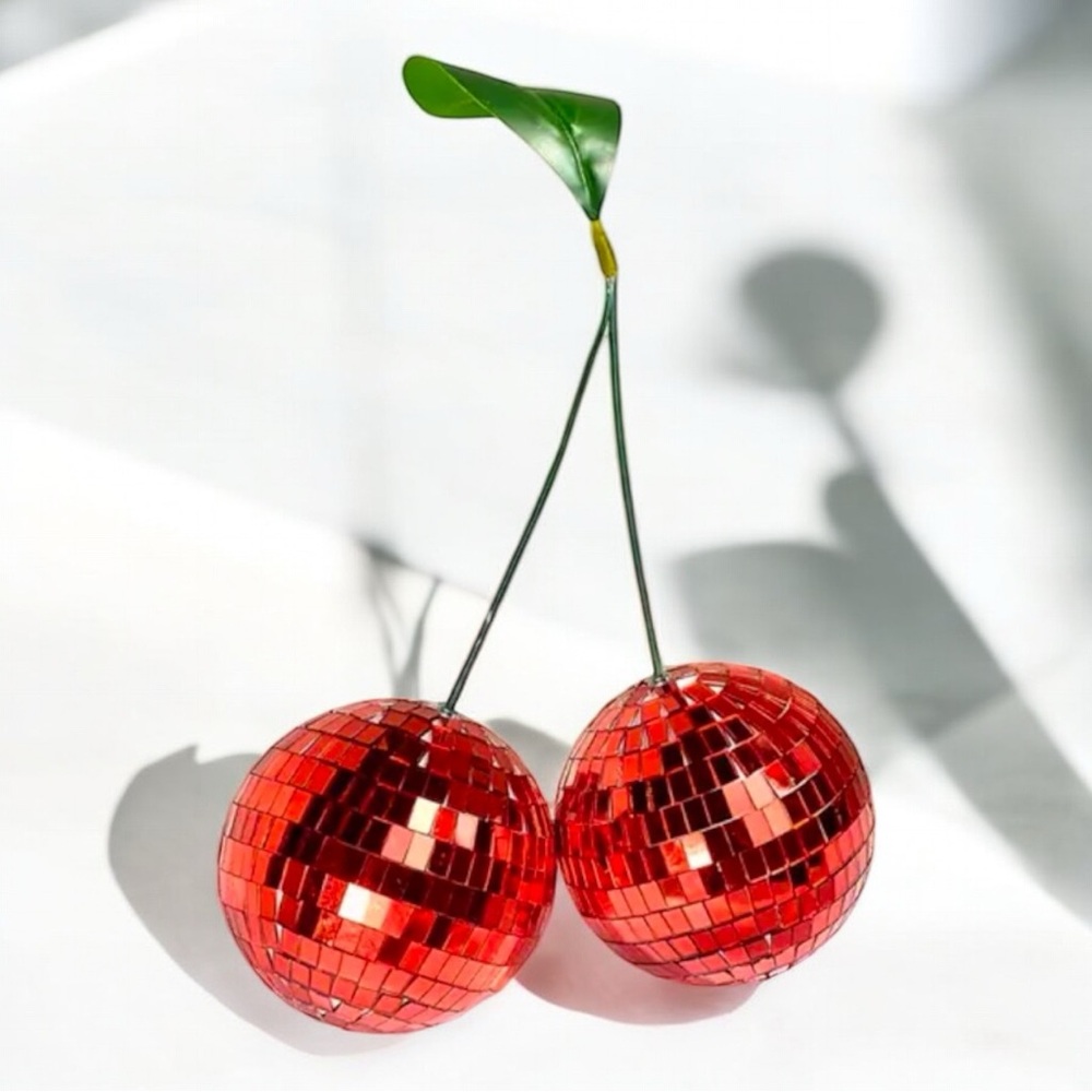 Disco Double Cherries Tabletop Fruit Decor 🍒